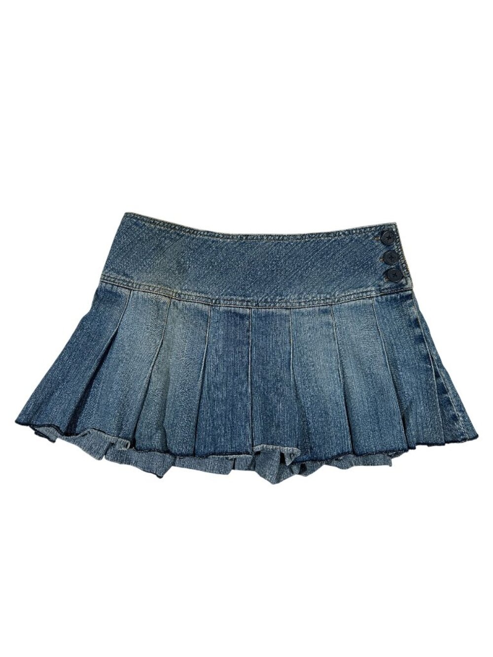 Aeropostale Womens Denim Pleated Mini Skirt Size 3/4 Blue Lightweight Flare